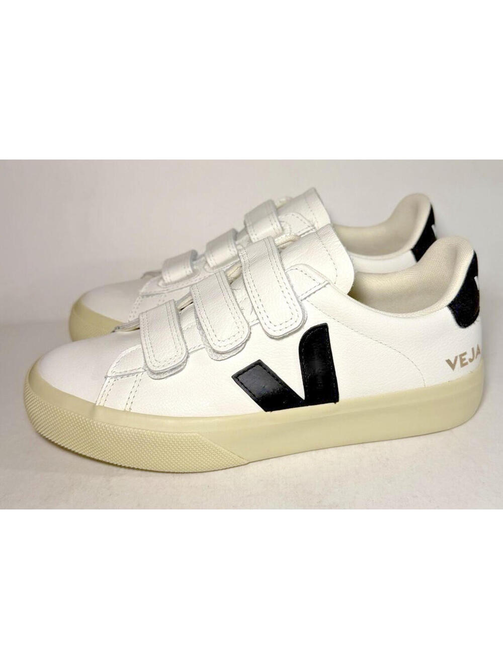 VEJA Recife Leather Low Top Hook & Loop Sneaker Shoes White